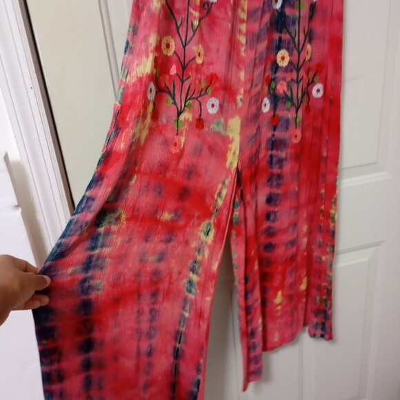 Wonderland By Orange Vintage Romper Sz M With Floral Embroidery & Tie-Dye Design - Picture 6 of 12